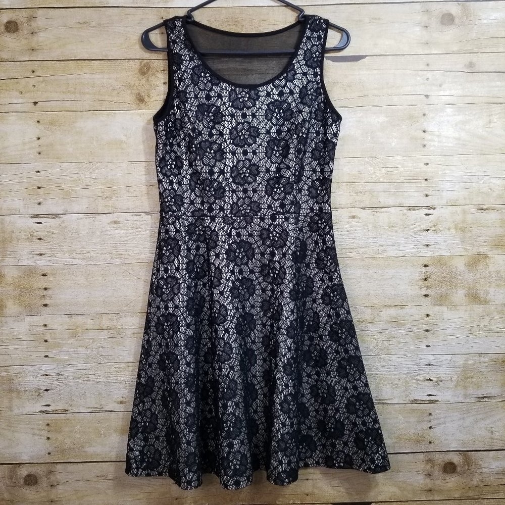 Enfocus Studio Nude Metallic Lace Dress